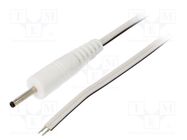 Cable; 2x0.35mm2; wires,DC 2,35/0,7 plug; straight; white; 0.5m WEST POL