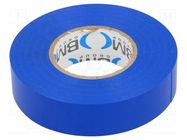 Tape: electrical insulating; W: 19mm; L: 25m; Thk: 0.15mm; blue; 200% BM GROUP