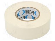 Tape: electrical insulating; W: 25mm; L: 25m; Thk: 0.15mm; white BM GROUP