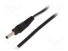 Cable; 2x0.5mm2; wires,DC 3,5/1,3 plug; straight; black; 1.5m WEST POL