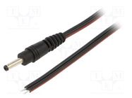 Cable; 2x0.75mm2; wires,DC 3,5/1,3 plug; straight; black; 0.5m WEST POL