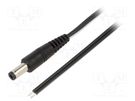 Cable; 2x0.5mm2; wires,DC 5,5/2,5 plug; straight; black; 0.5m WEST POL