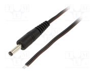 Cable; 2x0.35mm2; wires,DC 4,0/1,7 plug; straight; black; 0.5m WEST POL