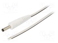 Cable; 2x0.35mm2; wires,DC 4,0/1,7 plug; straight; white; 1.5m WEST POL