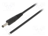 Cable; 2x0.5mm2; wires,DC 4,0/1,7 plug; straight; black; 1.5m WEST POL