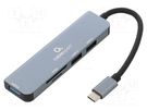 Hub USB; USB A socket x2,USB C plug; USB 2.0,USB 3.1; grey GEMBIRD