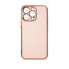 Lighting Color Case for iPhone 12 Pro Max pink gel cover with gold frame, Hurtel