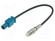 Cable; Fakra plug,FME female; straight; 0.15m PER.PIC.