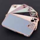 Lighting Color Case for iPhone 12 Pro Max white gel cover with gold frame, Hurtel