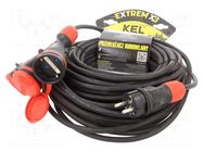 Extension lead; 3x1.5mm2; Sockets: 3; rubber; black; 25m; 16A KEL