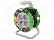 Extension lead; 3x1mm2; reel; Sockets: 4; PVC; black; 10m; 10A KEL