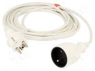 Extension lead; 3x1mm2; Schuko; Sockets: 1; PVC; white; 5m; 10A PLASTROL
