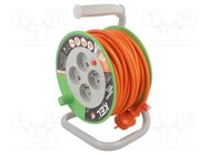 Extension lead; 3x1.5mm2; reel; Sockets: 4; PVC; orange; 15m; 16A KEL