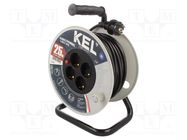 Extension lead; 3x1.5mm2; reel; Sockets: 4; PVC; black; 25m; 16A KEL