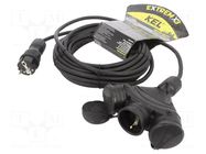 Extension lead; 3x1.5mm2; Sockets: 3; rubber; black; 10m; 16A KEL