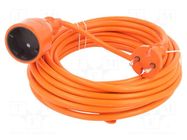 Extension lead; 2x1.5mm2; Sockets: 1; PVC; orange; 10m; 16A KEL