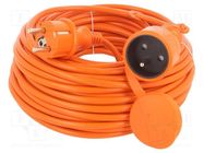 Extension lead; 3x1mm2; Sockets: 1; PVC; orange; 25m; 10A; STANDARD KEL