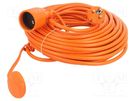 Extension lead; 3x1.5mm2; Sockets: 1; PVC; orange; 25m; 16A KEL