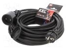 Extension lead; 3x2.5mm2; Sockets: 1; rubber; black; 15m; 16A KEL