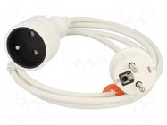 Extension lead; 3x1mm2; Schuko; Sockets: 1; PVC; white; 1.5m; 10A PLASTROL
