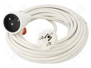 Extension lead; 3x1.5mm2; Sockets: 1; PVC; white; 10m; 16A; STANDARD PLASTROL