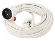 Extension lead; 3x1.5mm2; Schuko; Sockets: 1; PVC; white; 10m; 16A PLASTROL