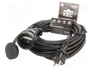 Extension lead; 3x1.5mm2; Sockets: 1; rubber; black; 10m; 16A KEL