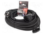 Extension lead; 3x1.5mm2; Sockets: 1; rubber; black; 20m; 16A KEL