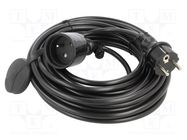 Extension lead; 3x1.5mm2; Sockets: 1; PVC; black; 10m; 16A; STANDARD KEL