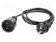 Extension lead; 3x1mm2; Schuko; Sockets: 1; PVC; black; 1.5m; 10A PLASTROL