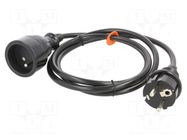 Extension lead; 3x1.5mm2; Schuko; Sockets: 1; PVC; black; 1.5m; 16A PLASTROL
