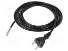 Cable; 2x1mm2; CEE 7/17 (C) plug,wires; PUR; 4m; black; 10A; 230V PLASTROL