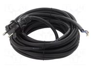 Cable; 2x1.5mm2; CEE 7/17 (C) plug,wires; rubber; 10m; black; 16A PLASTROL