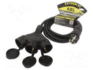 Extension lead; 3x2.5mm2; Sockets: 3; rubber; black; 5m; 16A KEL