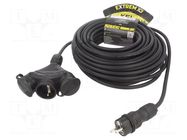 Extension lead; 3x2.5mm2; Sockets: 3; rubber; black; 25m; 16A KEL