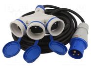 Extension lead; 3x2.5mm2; Sockets: 3; rubber; black; 10m; 16A KEL