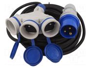 Extension lead; 3x2.5mm2; Sockets: 3; rubber; black; 15m; 16A KEL