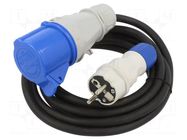 Extension lead; 3x2.5mm2; Sockets: 1; rubber; black; 1.5m; 16A KEL