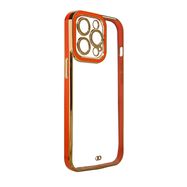 Fashion Case for iPhone 13 Pro Max Gold Frame Gel Cover Red, Hurtel