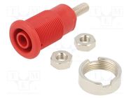 Connector: 4mm banana; socket; 32A; red; nickel plated STÄUBLI