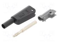 Connector: 4mm banana; 32A; 1kV; black; nickel plated; soldered STÄUBLI