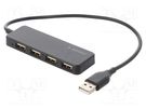 Hub USB; USB A socket x4,USB A plug; USB 2.0; black; 0.3m GEMBIRD