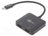 Adapter; HDCP 2.2,HDMI 2.1; HDMI socket x2,USB C plug; 0.12m GOOBAY
