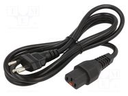 Cable; IEC C13 female,SEV-1011 (J) plug; 3m; black; 10A; 250V SCHAFFNER