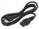 Cable; IEC C13 female,SEV-1011 (J) plug; 2m; black; 10A; 250V SCHAFFNER