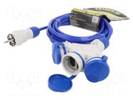 Extension lead; 3x1.5mm2; Sockets: 3; PUR; blue; 5m; 16A KEL