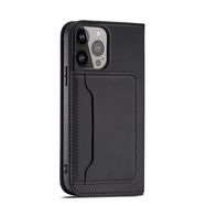 Magnet Card Case case for iPhone 14 Plus flip cover wallet stand black, Hurtel
