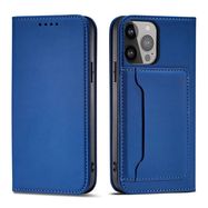 Magnet Card Case case for iPhone 14 Pro Max flip cover wallet stand blue, Hurtel