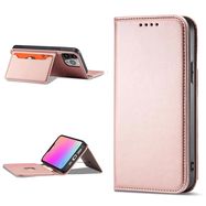 Magnet Card Case case for iPhone 14 Pro Max flip cover wallet stand pink, Hurtel