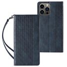 Magnet Strap Case Case for iPhone 14 Pro Max Flip Wallet Mini Lanyard Stand Blue, Hurtel